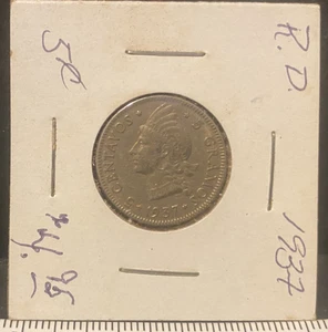 DOMINICAN REPUBLIC, 1937, 5 Centavos, circulated - Foto 1 di 4