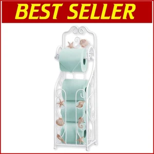 Charming Seashell Accented Toilet Paper Holder - Perfect for Coastal Bathrooms - Picture 1 of 4