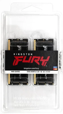 Computadora portátil Kingston 64 GB (2x32 GB) DDR5 5600 MHz SODIMM RAM KF556S40IBK2-64 Foto 1 de 4