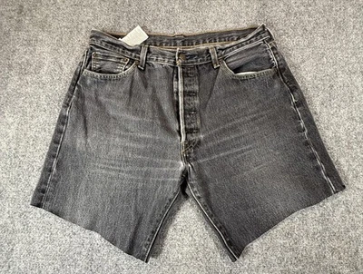 Shorts masculino Levis 501 32 preto corte denim botão mosca cintura alta estilo vintage - Imagem 1 de 4