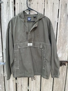 VTG Men's Gap Anorak Jacket 1/2 Zip Army Pullover Hooded Size Med y2k - Picture 1 of 4