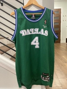 Reebok Dallas Mavericks Michael Finley Jersey Men Medium Sewn Green HWC Nowitzki - Picture 1 of 7