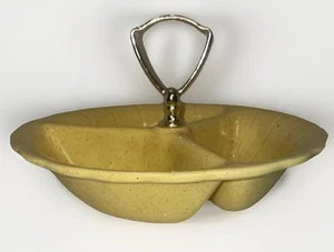 De colección Lane & Co Cerámica Amarilla Moteada Plato Dividido Tuerca Cuenco, 1960 Van Nuys CA - Imagen 1 de 8