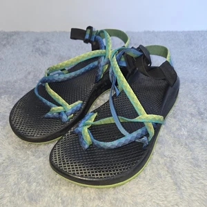 Chacos Wander-Sandalen Vibram-Sohle doppelter Riemen US-Damengröße 9 blau grün - Bild 1 von 11