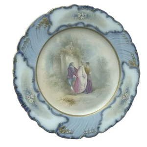 Placa de gabinete de cortejo pintada a mano firmada por artista Muville estilo Sevres c1910 - Imagen 1 de 8