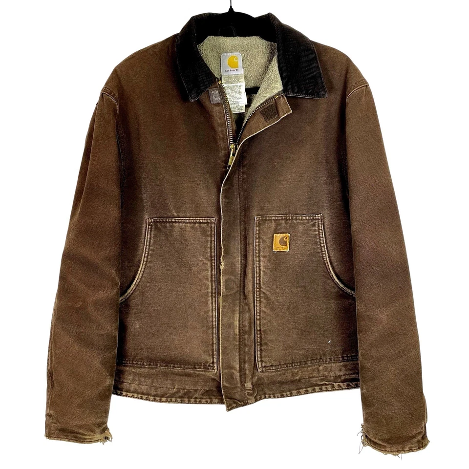 Vtg Carhartt J64 Petrol Mens M Dark Brown Detroit Work Wear Jacket Blanket Lined - Image 1 of 4