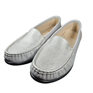SAS Scarpe Donna Tripad Comfort Soletta Mocassini Grigio Metallizzato Taglia 7 Immacolate! - Foto 1 di 9