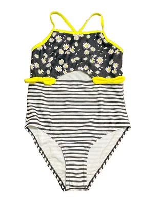 Traje de baño Real Love Girls azul blanco a rayas margarita amarillo lazo una pieza 14/16 nuevo sin etiquetas Foto 1 de 4