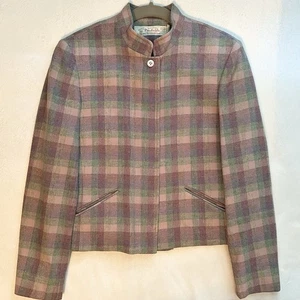 Vintage 60s Young Pendleton Women’s S Plaid Wool Blazer Jacket USA burgundy pink - Picture 1 of 6