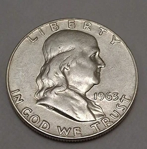1963 D US Benjamin Franklin VINTAGE Silber Half Dollar Münze LIBERTY BELL BF302 - Bild 1 von 2