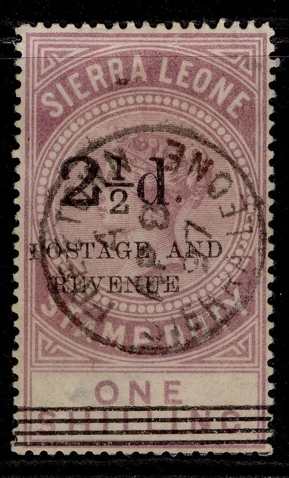 SIERRA LEONE QV SG63, 2½d on 1s dull lilac, FINE USED CDS. Cat £100. RPS CERT - Image 1 of 1