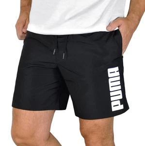 Puma Herren Mid Logo Shorts Sport Hose Freizeit Kurz Badehose schwarz/weiß S-XXL - Picture 1 of 6