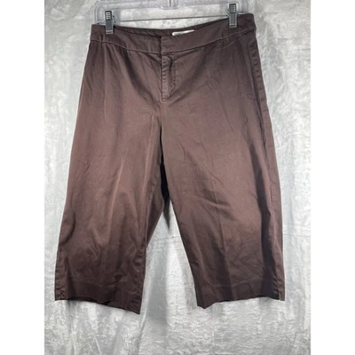Bermudas Chinas Coldwater Creek Talla P8 Marrón Sarga Ajuste Natural Caqui Foto 1 de 4
