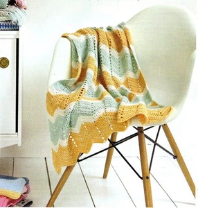 ~ Strickanleitung zum Ausziehen für schöne Spitzen Chevron Spitzenstreifen Decke ~ - Bild 1 von 2