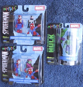 5 MARVEL MINI MATES Spider-Man HULK Green Goblin VENOM Peter Parker NEW - Imagen 1 de 4