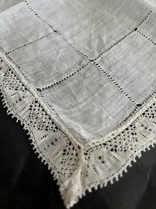 Set 6 antique French woman LINON embroidered HANDKERCHIEF LACE c1930 - Picture 1 of 12