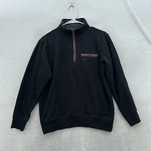 Willis & Geiger 1/4 Zip Sweater Mens M Black Pullover Pocket Casual - Picture 1 of 9