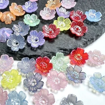 100 tapas de cuentas acrílicas multicolores de 5 pétalos hágalo usted mismo hallazgos de joyería artesanía 10 mm Foto 1 de 4