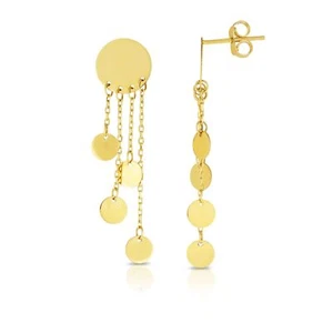 Orecchino a disco finitura giallo oro 14kt con chiusura a spinta posteriore - Foto 1 di 3