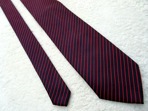NAVY BLUE RED STRIPED 3.75 INCH polyester tie NECKTIE F&F - Picture 1 of 5