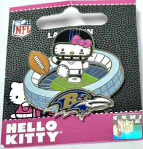 Baltimore Ravens Pin Hello Kitty NFL Football Lapel Pin Aminco - Picture 1 of 2