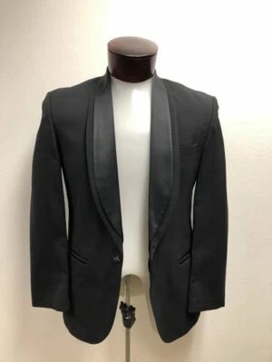 One Button  Black Double Shawl Lapel tuxedo jacket - Image 1 of 3
