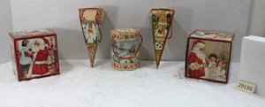 5 VINTAGE DECORATIVE CHRISTMAS GIFT BOXES HOLIDAY -- 1980'S--SMALL - Picture 1 of 24