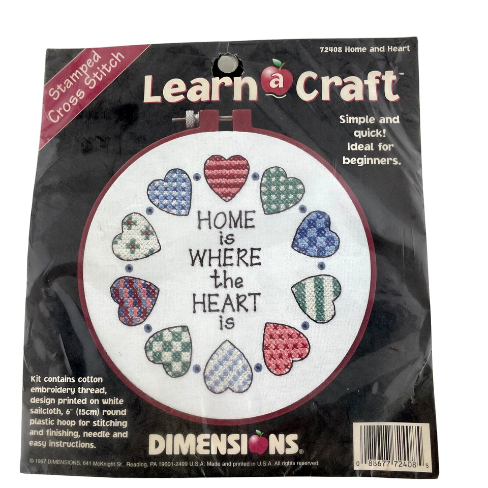 Vintage Dimensions Cross Stitch Learn a Craft Home Where The Heart Is #72408