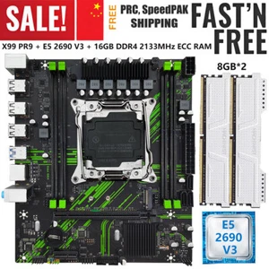 X99 PR9 Motherboard LGA 2011-3 + E5 2690 V3 16GB DDR4 2133 MHz RAM SATA NVMe M.2 - Picture 1 of 16