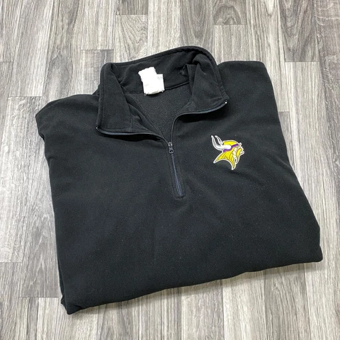 MINNESOTA VIKINGS NFL 1/4 Zip Collared Black Fleece Jacket Men's Size XXL Cover