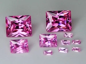 Pink CZ Rectangle 2x4 4x6 6x8 8x10 10x12 mm Loose AAA Cubic Zirconia Gemstone - Picture 1 of 9