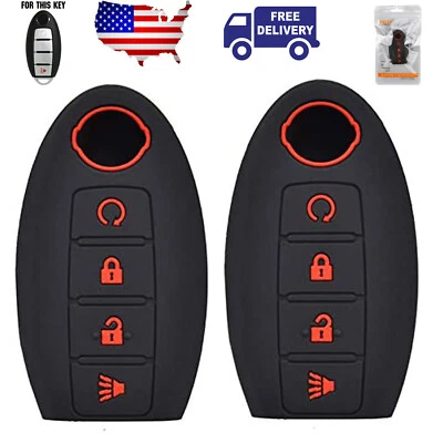 2X Funda Silicona Llavero Mando a Distancia 4 Botones Para Nissan Altima Máxima Murano Foto 1 de 4