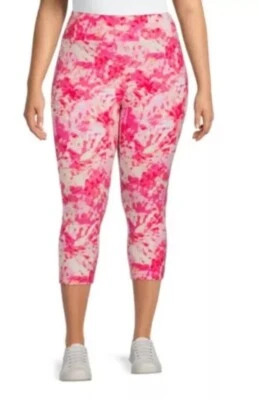 Terra & Sky Women's Tie Dye Pink High Rise Super Soft Capri Leggings 3X 24W-26 - Image 1 of 4