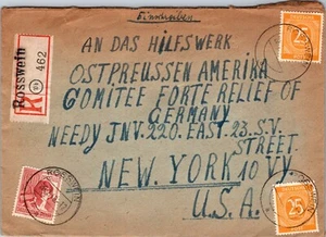 GERMANY 1948 POSTAL REG AIRMAIL COVER MULT FRANKING ADDR USA CANC ROSSWEIN - Picture 1 of 2