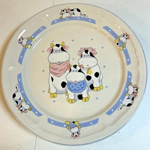 Tienshan Stoneware 10 1/2" "Family Of Cows" Dinner Plate set of 3 - Picture 1 of 12