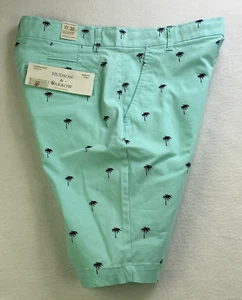 Hudson & Barrow Men's Shorts Size 32 Green Palm Tree Chino Print Golf NWT - Picture 1 of 14