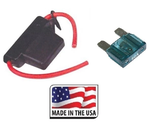 MAXI PORTAFUSIBLES EN LÍNEA CALIBRE 10 CON CUBIERTA IMPERMEABLE INCLUYE FUSIBLE DE 60 AMP EE. UU. Foto 1 de 1