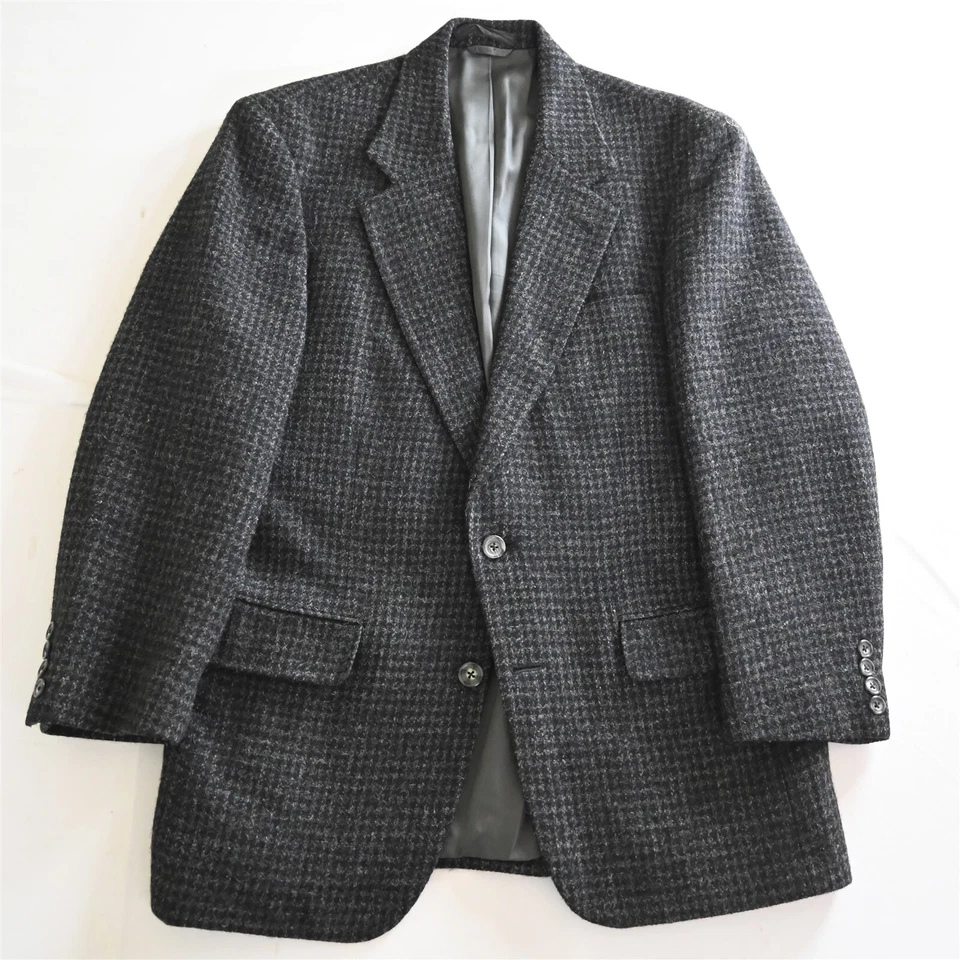 Blazer Abrigo Deportivo Chaqueta De Colección 39R 40R Negro Gris Pata de Gallo Tweed Para Hombres Foto 1 de 4