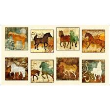 QT Fabrics Unbridled by Dan Morris 24689 E Horse Picture Patches Cotton Panel 