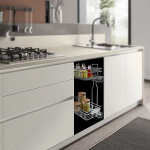 2 Layers Pull Out Cabinet Organizer Stand Kitchen Cookware Storage Rack Holder - Picture 1 of 14