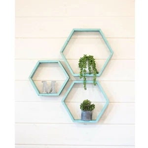 Estantes de decoración de pared hexágonos flotantes para granja BarnwoodUSA (Juego de 3) - Imagen 1 de 44