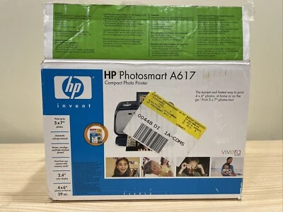 NEW OPEN BOX HP PHOTOSMART A617 COMPACT PHOTO INKJET PRINTER 5X7" PHOTOS No Cord - Image 1 of 4