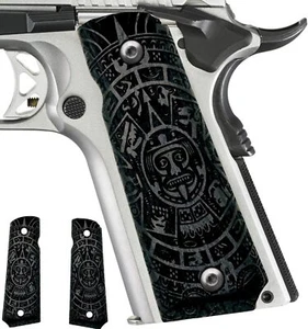 Empuñaduras Zib Diseño Calendario Azteca 1911 Empuñaduras de Pistola de Madera, Corte Ambi Seguridad 1911 - Imagen 1 de 32