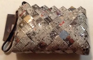 NEW CANDY WRAPPER RECYCLED HANDMADE TEXT PRINT PURSE HAND BAG CLUTCH WRISTLET 1 - Picture 1 of 5