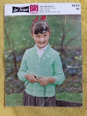 Lee Target No.6274 Vintage Knitting Pattern Child Sweater 20-32" in 7 sizes - Image 1 of 2