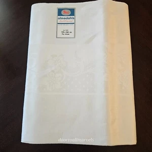 VTG Sweden Woven Pure Linen Damask Table Cloth 52" x 97" Almedahls Elegant - Picture 1 of 15
