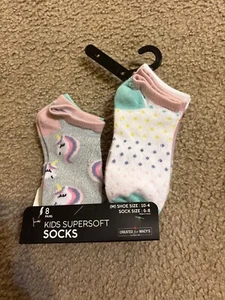 7 pairs Kids Supersoft Socks , show size 6-8 -Stars / Polka dots / unicorn - Picture 1 of 3