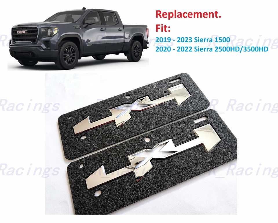 2PCS Chrome Side Bed 4x4 4 x 4 Emblems 2019+ Sierra 1500 2500HD 3500HD - Image 1 of 4