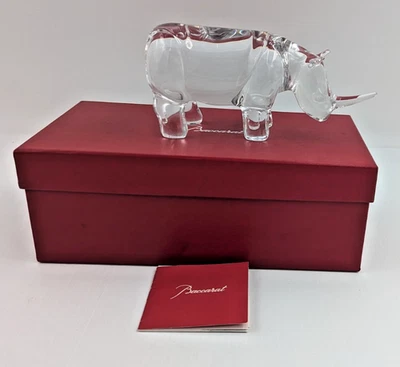 Baccarat Crystal LOET Signed Tanganyika Rhino Rhinoceros Figurine France w/ Box - Image 1 of 4