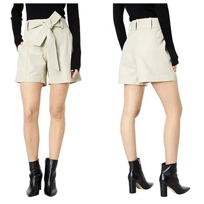 Pantalones Cortos VINCE Mujer 100% Cuero Cordero con Cinturón Talla 12 en Light Dove Nuevos con Etiquetas Foto 1 de 4